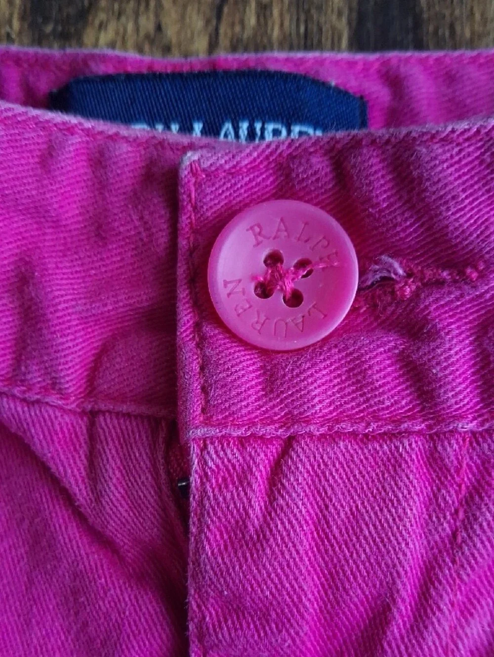 Ralph Lauren Bright Pink Cotton Shorts with Green Embroidery 3t